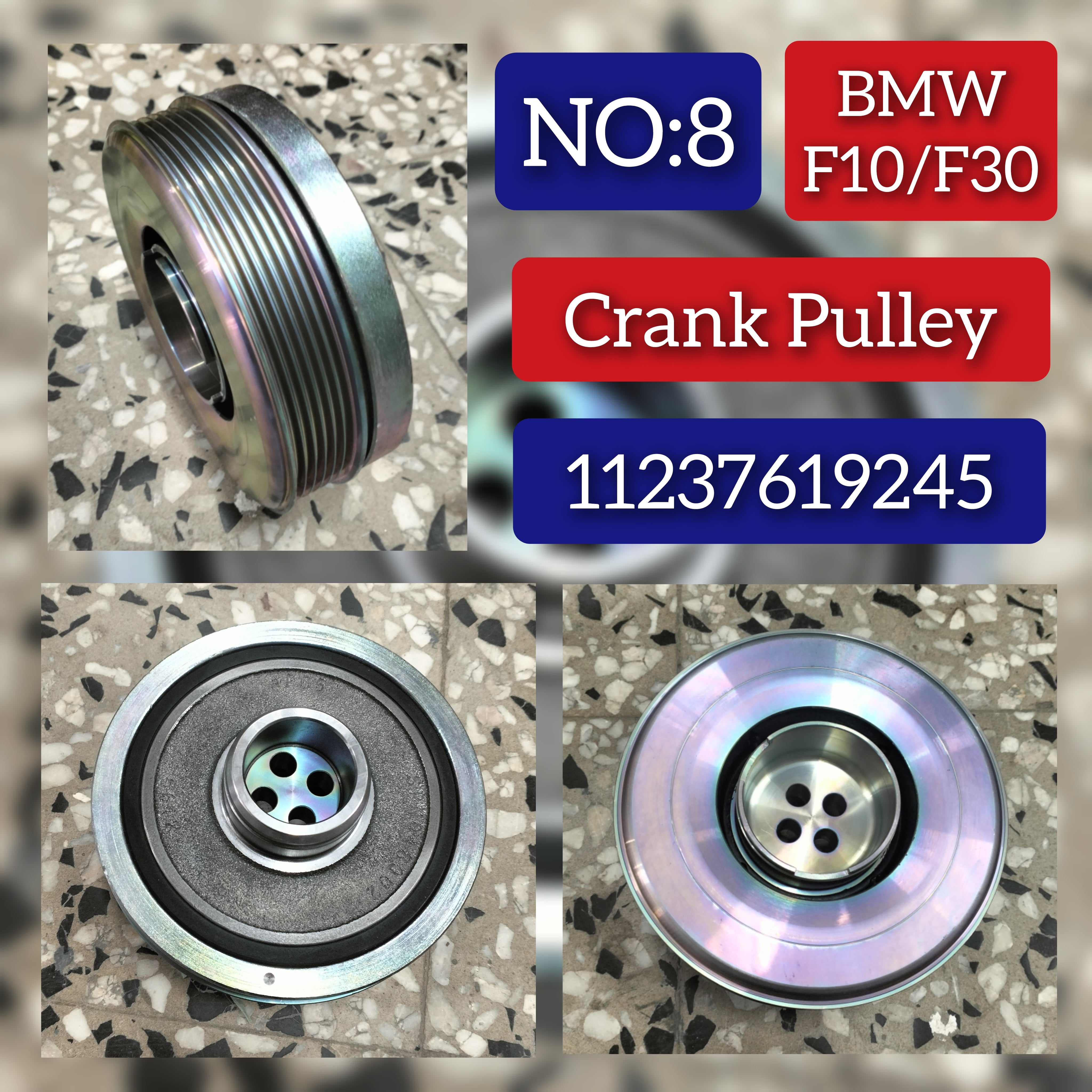 Crankshaft Pulley 11237619245 Compatible With BMW 3 Series (F30, F80 F34 GT) & 5 Series (F10,G30, F90) & X3 (F25) & X3 (G01, F97, G08) Tag-CP-08