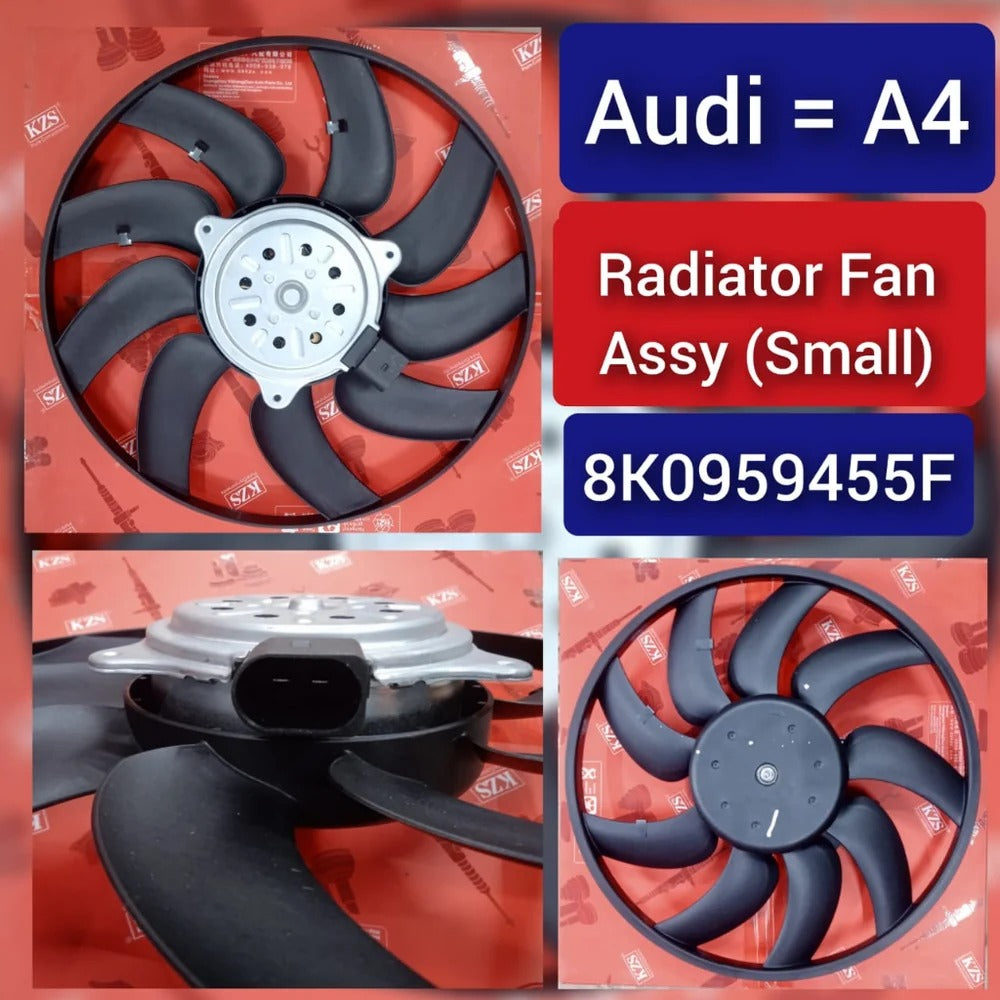 Engine Cooling Fan Motor Fan Assembly (Small) 8K0959455M  8K0959455F Compatible with AUDI A4 B8 (8K2) | A4 / S4 & A6 C7 (4G2, 4GC) | A6 / S6 & A7 Sportback (4GA, 4GF) | A7 / S7 & Q3 & Q5 (8RB)