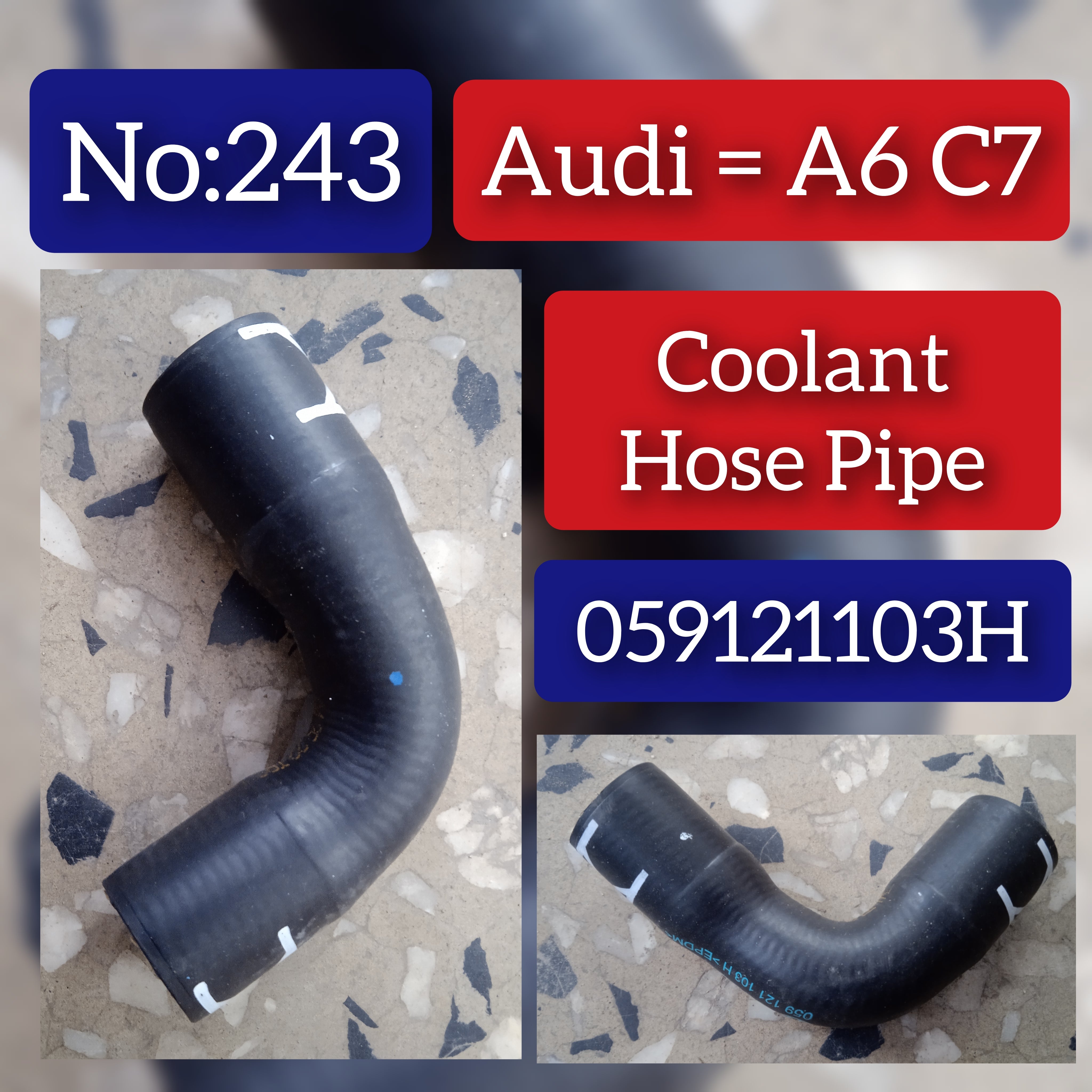 Coolant Hose Pipe 059121103H For AUDI A6 4G Tag-H-243