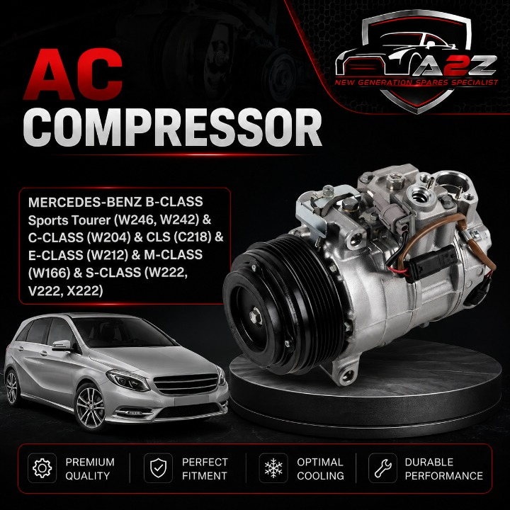 AC Compressor A0032305811 Compatible With MERCEDES-BENZ B-CLASS Sports Tourer (W246, W242) & C-CLASS (W204) & CLS (C218) & E-CLASS (W212) & M-CLASS (W166) & S-CLASS (W222, V222, X222)