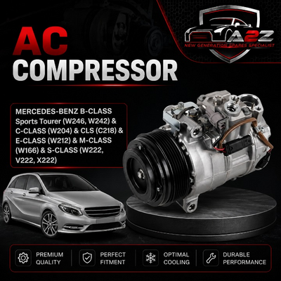 AC Compressor A0032305811 Compatible With MERCEDES-BENZ B-CLASS Sports Tourer (W246, W242) & C-CLASS (W204) & CLS (C218) & E-CLASS (W212) & M-CLASS (W166) & S-CLASS (W222, V222, X222)