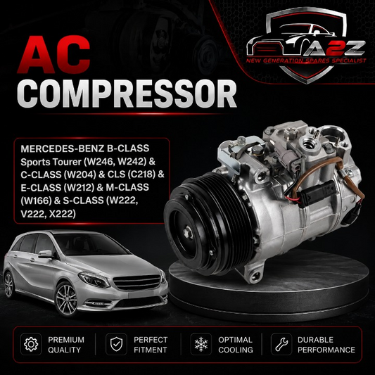 AC Compressor A0032305811 Compatible With MERCEDES-BENZ B-CLASS Sports Tourer (W246, W242) & C-CLASS (W204) & CLS (C218) & E-CLASS (W212) & M-CLASS (W166) & S-CLASS (W222, V222, X222)