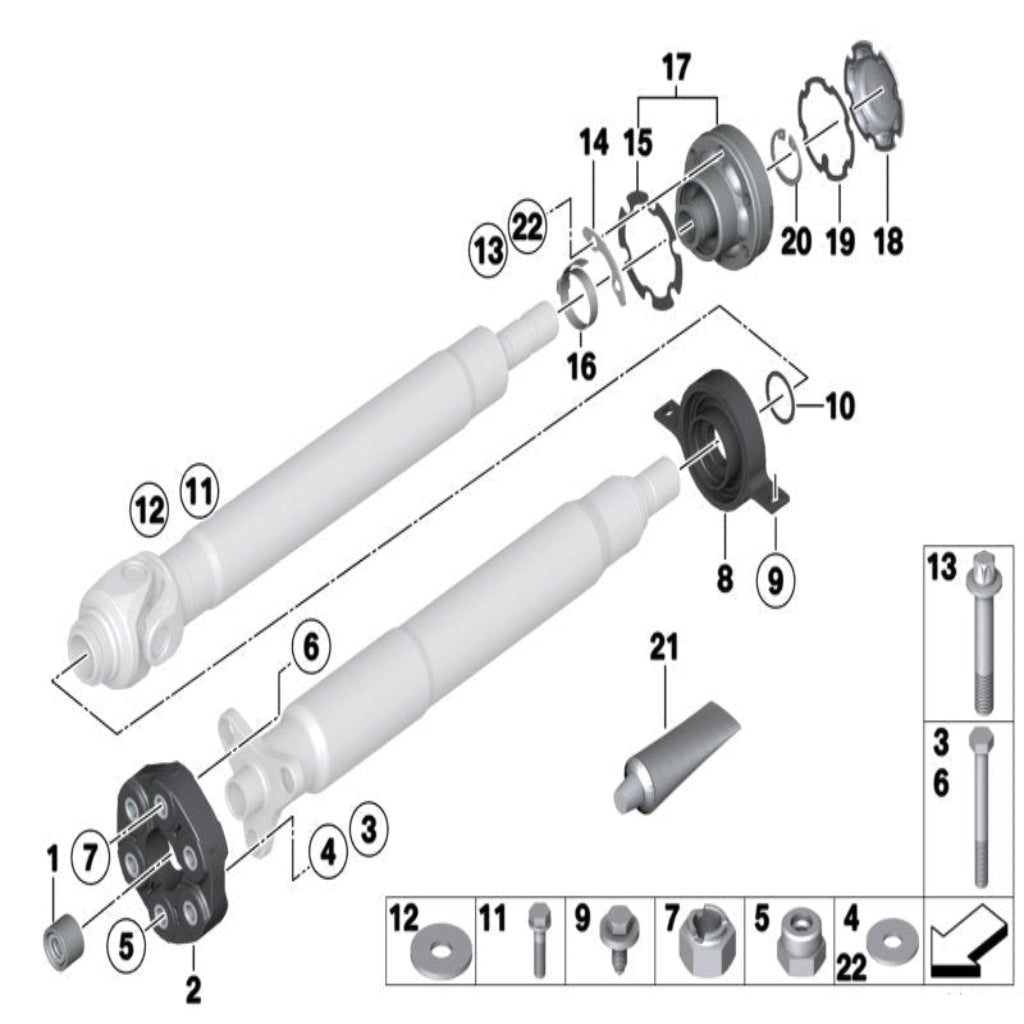 Driveshaft Center Support Bearing 26103413996 Compatible With BMW 5 Series E60