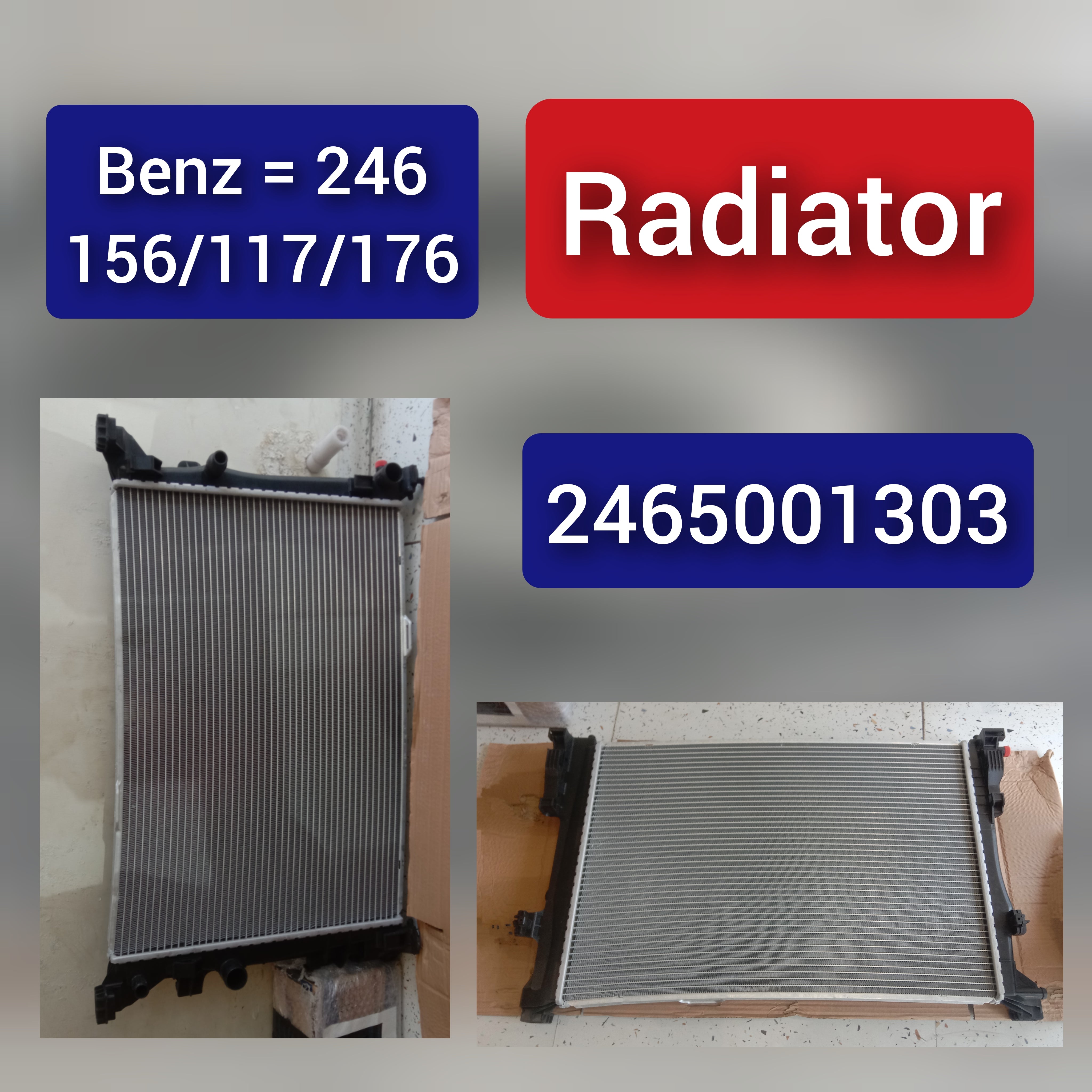 Engine Cooling Radiator 2465001303 A2465001303 Compatible with MERCEDES-BENZ A-CLASS (W176) & B-CLASS Sports Tourer (W246, W242) & CLA Coupe (C117) & GLA-CLASS (X156)