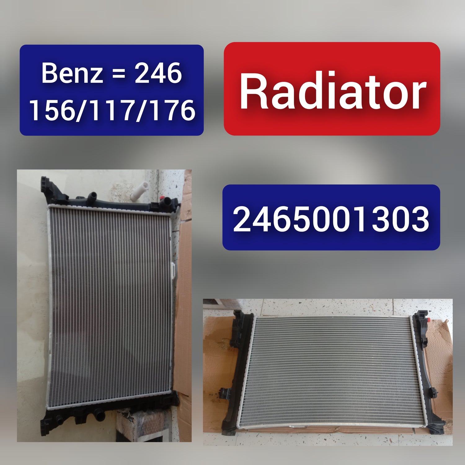 Engine Cooling Radiator 2465001303 A2465001303 Compatible with MERCEDES-BENZ A-CLASS (W176) & B-CLASS Sports Tourer (W246, W242) & CLA Coupe (C117) & GLA-CLASS (X156)