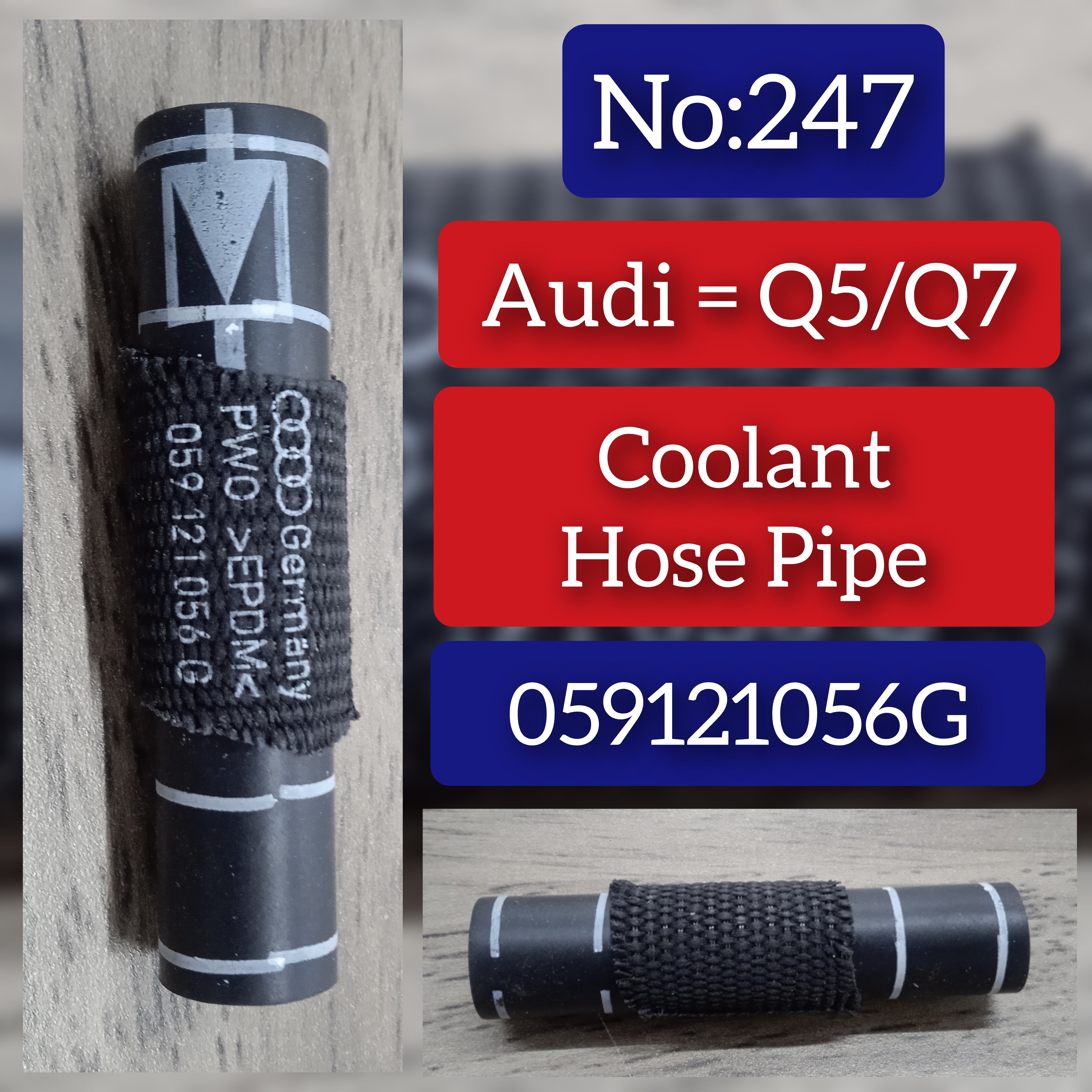 Coolant Hose Pipe 059121056G For AUDI Q5 Q7 A6 A8 Tag-H-247