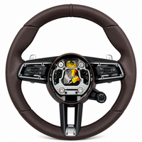 Dark Brown Smooth Leather Steering Wheel Compatible With Porsche All Models