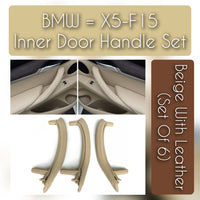 BMW X5 F15 inner door handle set with leather – 6-piece interior upgrade for 2013–2018 models, luxury replacement with OEM fit and finish

