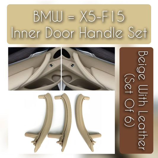 BMW X5 F15 inner door handle set with leather – 6-piece interior upgrade for 2013–2018 models, luxury replacement with OEM fit and finish

