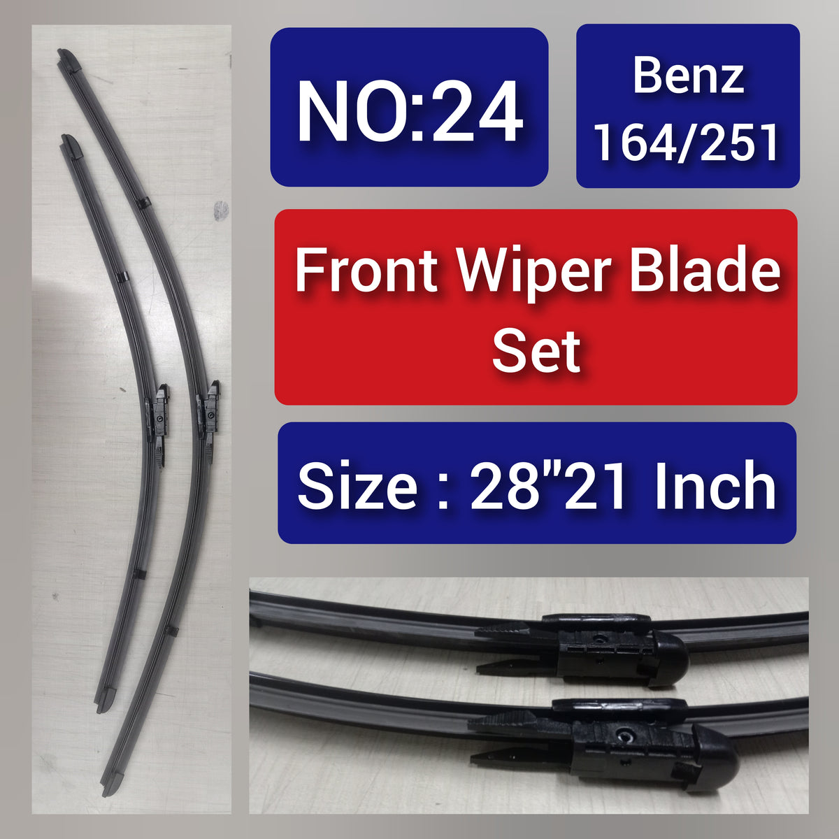 Front Wiper Blade Set (28'21 Inch) Compatible with Mercedes Benz GL-CLASS W164 & R-CLASS W251 Tag-WBF-24