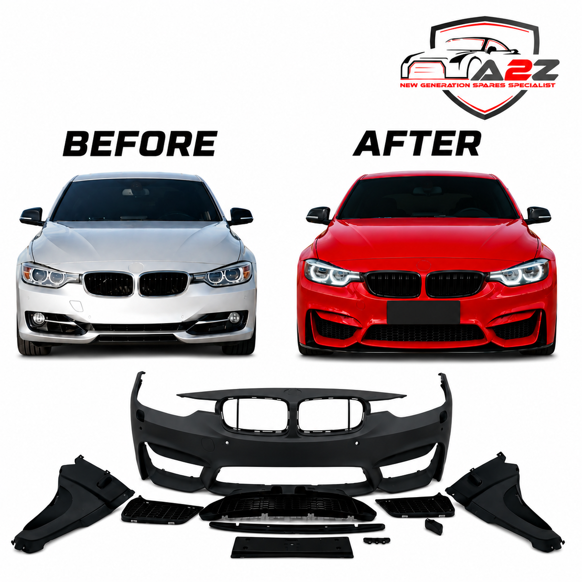 Front Body Kit (Without hole) Compatible With BMW F30 (2012-2018) Upgrade To BMW 3 Series M3 Tag No.FRBK420 (Shipping Cost Not Included In Price)