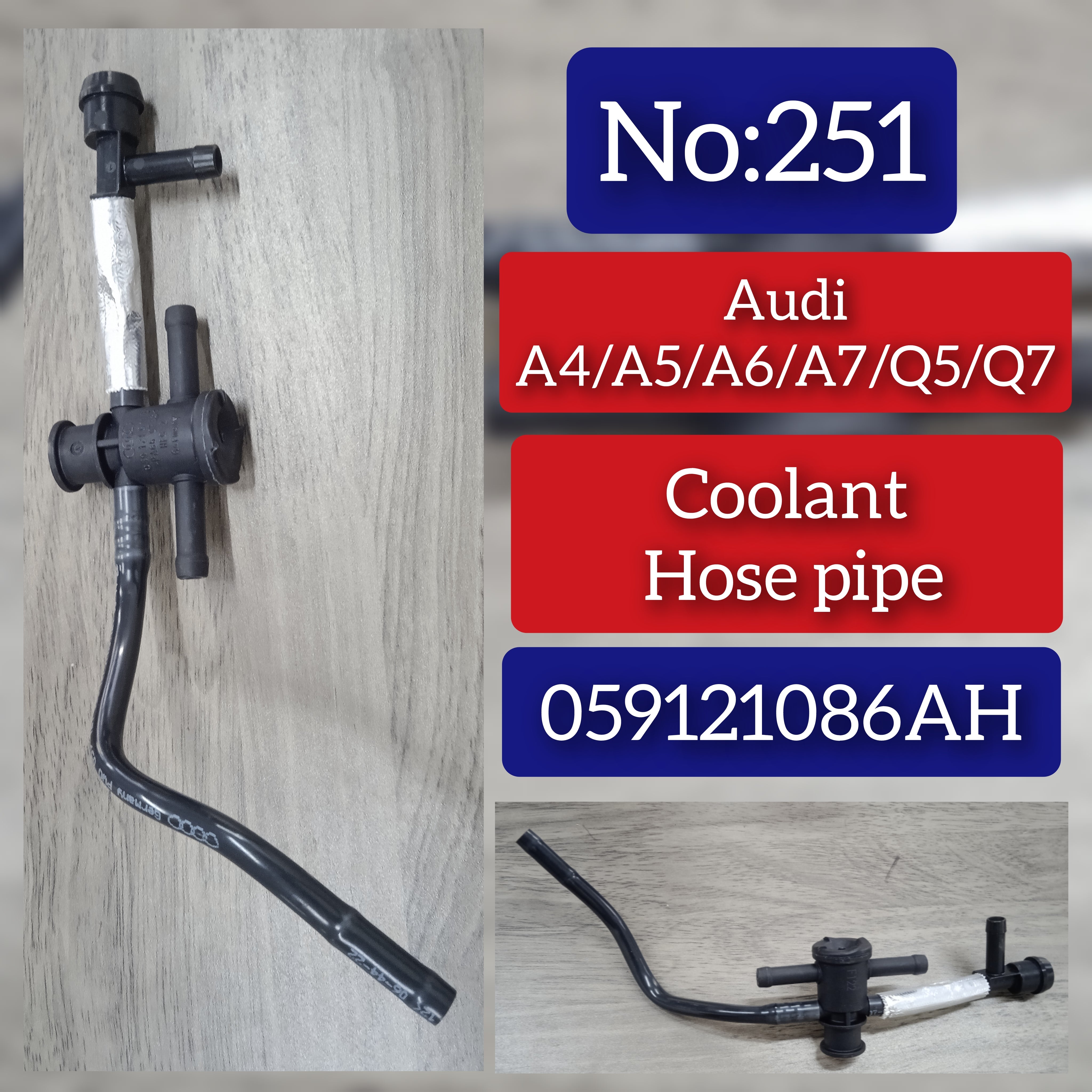 Coolant Hose Pipe 059121086AH For AUDI A4 A6 Q5 Q7 Tag-H-251