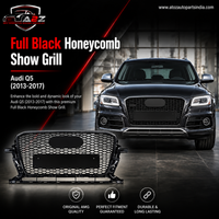 RSQ5 Full Black Honeycomb Show Grill Compatible With Audi Q5 (2013-2017) RSQ5 Black Chrome Tag No.148