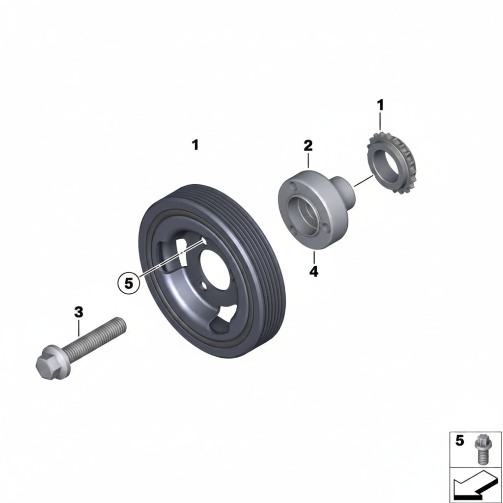 Crankshaft Pulley 11237638551 11237562801 11237622909 Compatible With BMW 1 Series (F20) & 3 Series (F30, F80) Tag-CP-11