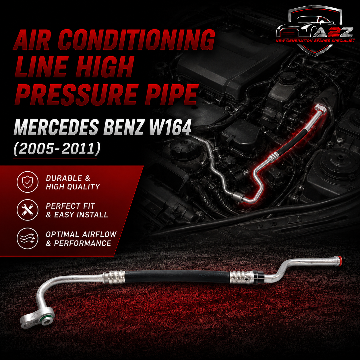Air Conditioning Line High Pressure Pipe 1648300015 A1648300015 Compatible With Mercedes Benz W164