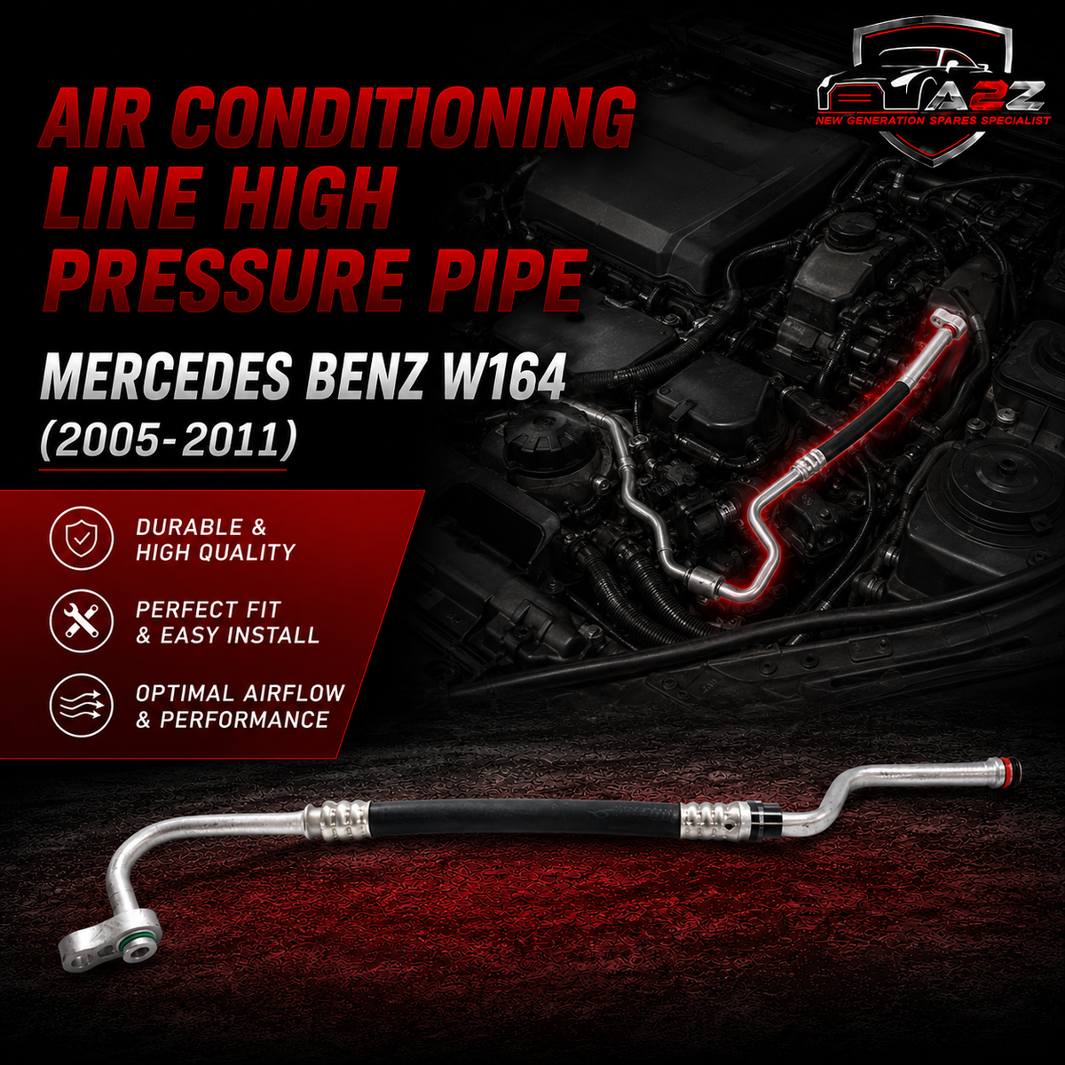 Air Conditioning Line High Pressure Pipe 1648300015 A1648300015 Compatible With Mercedes Benz W164