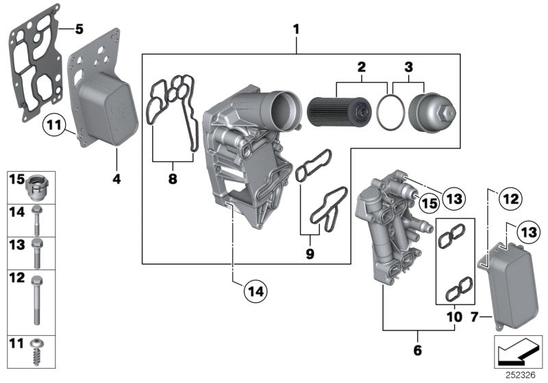 OIL COOLER PACKING 549.303 11428507621 Compatible With BMW 5-SERIES (F10) X5 (F15, F85)