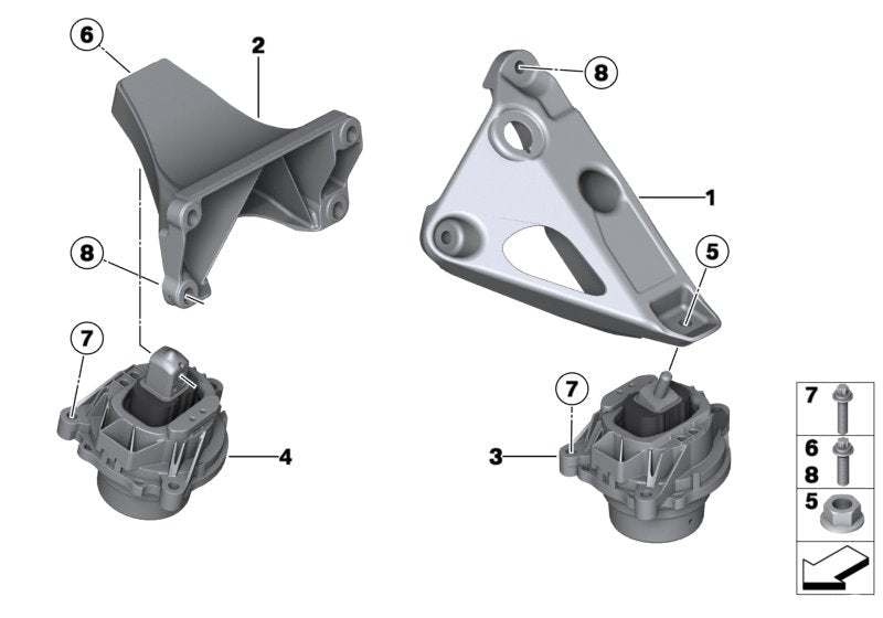 Engine Mounting Right 22116855722 Left 22116855721 Compatible With BMW X3 (F25)