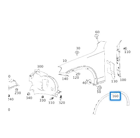 Front Right Wheel Eyebrow 2538853207 Compatible With Mercedes Benz GLC-Class (W253) (2020-2022) Tag No.69