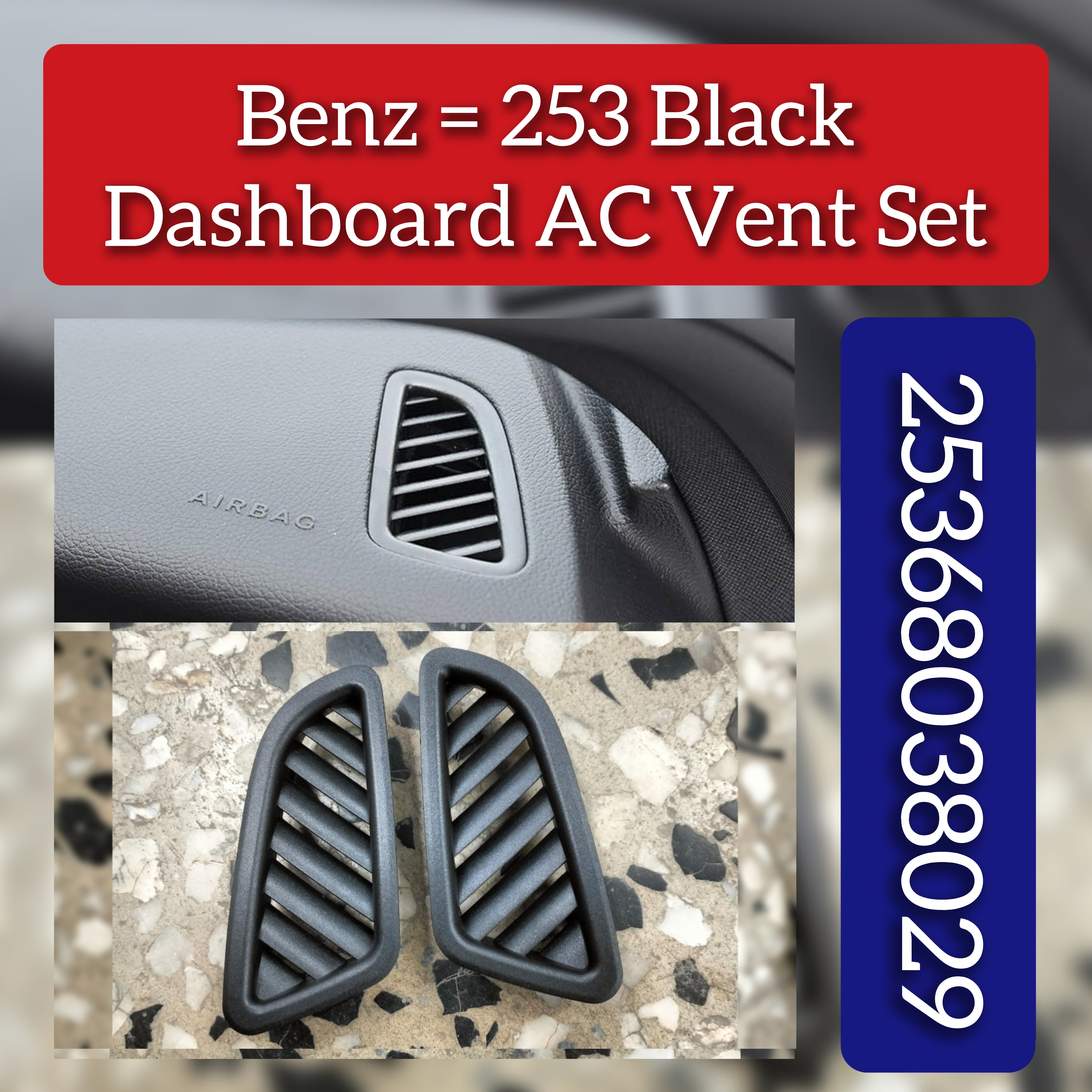 Front Ac Vent Dashboard  Left & Right (Set) 25368038029 Compatible With BENZ 253 Black