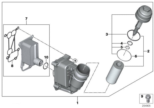 Oil Cooler Assembly 11427800066 7800066 For BMW 3 Series E90 F30 & 5 Series F10, X1 E84 Tag-O-110
