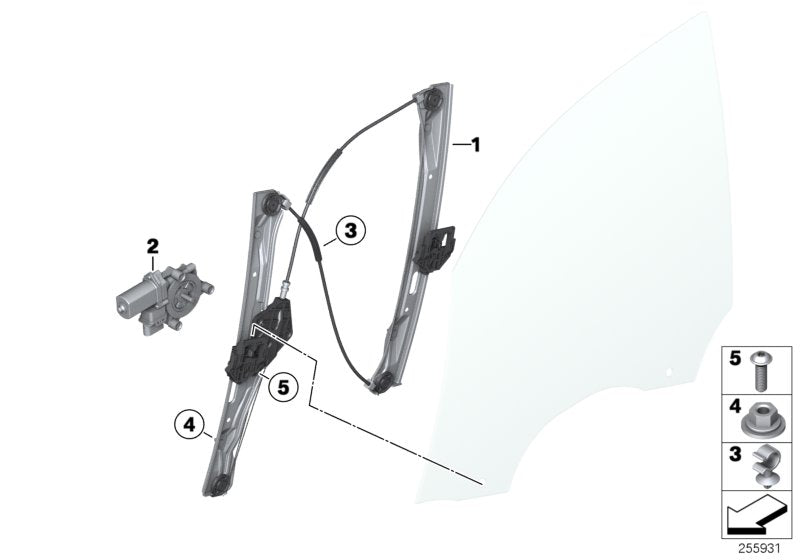 Front Right Power Window Regulator 51337281886 Compatible with BMW 3 (F30, F80)