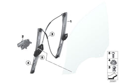 Front Right Power Window Regulator 51337281886 Compatible with BMW 3 (F30, F80)