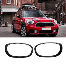 Headlight Chrome Bezel Ring Trim Left 51138739351 & Right 51138739352 Compatible With MINI F60 (Glossy Black 2016-2021)