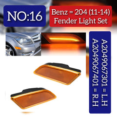 Front Bumper Turn Signal Indicator Light Left 2049067301 & Right 2049067401 Compatible with Mercedes Benz C-CLASS W204 2011-2014 Tag-FBL-16