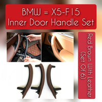 BMW X5 F15 inner door handle set with leather – 6-piece interior upgrade for 2013–2018 models, luxury replacement with OEM fit and finish

