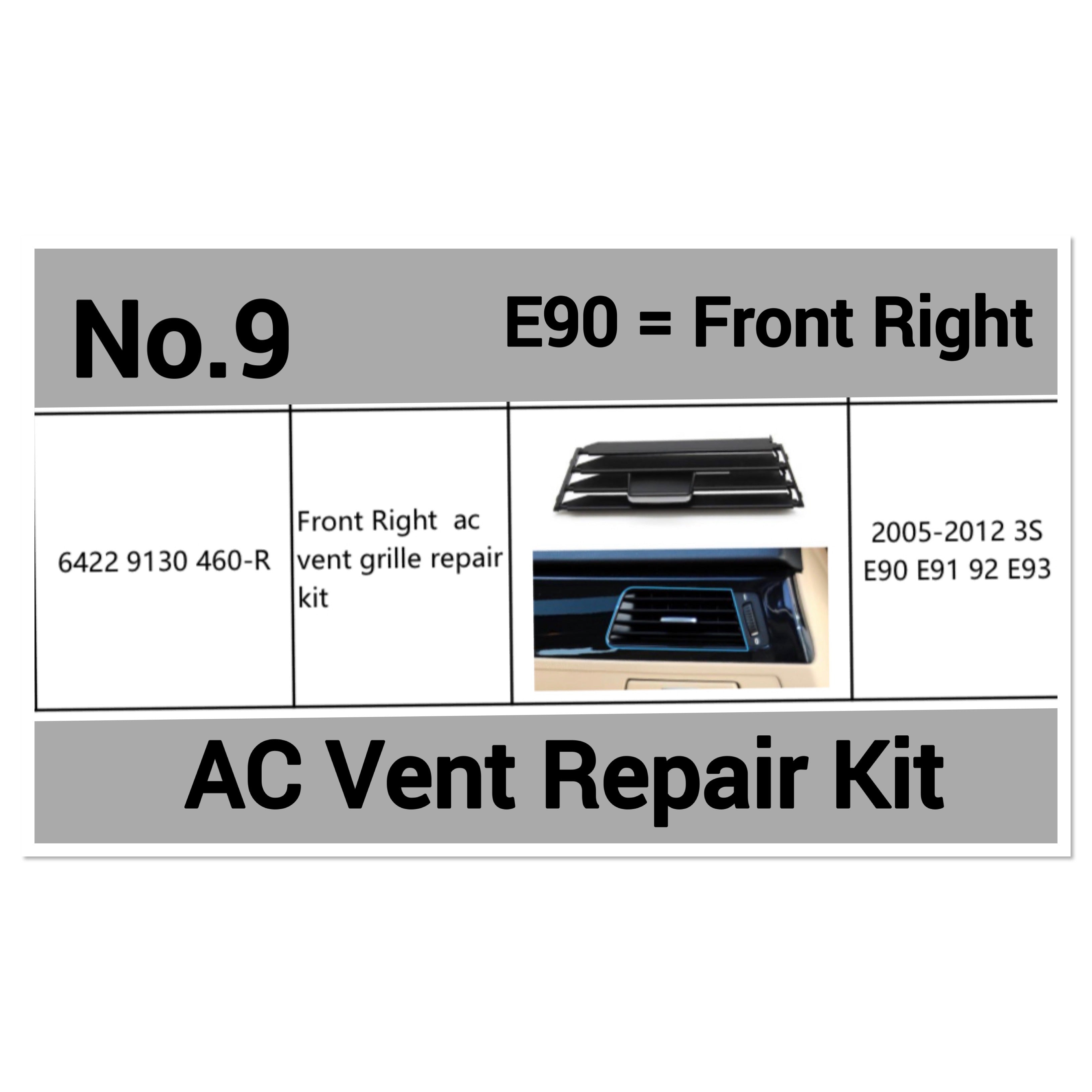 Front Right AC Conditioner Air Vent Grill Outlet Tab Clip Repair Kit 642291304560 Compatible With BMW 3 Series E90 E91 Tag-ACR-09