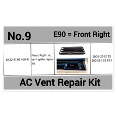 Front Right AC Conditioner Air Vent Grill Outlet Tab Clip Repair Kit 642291304560 Compatible With BMW 3 Series E90 E91 Tag-ACR-09