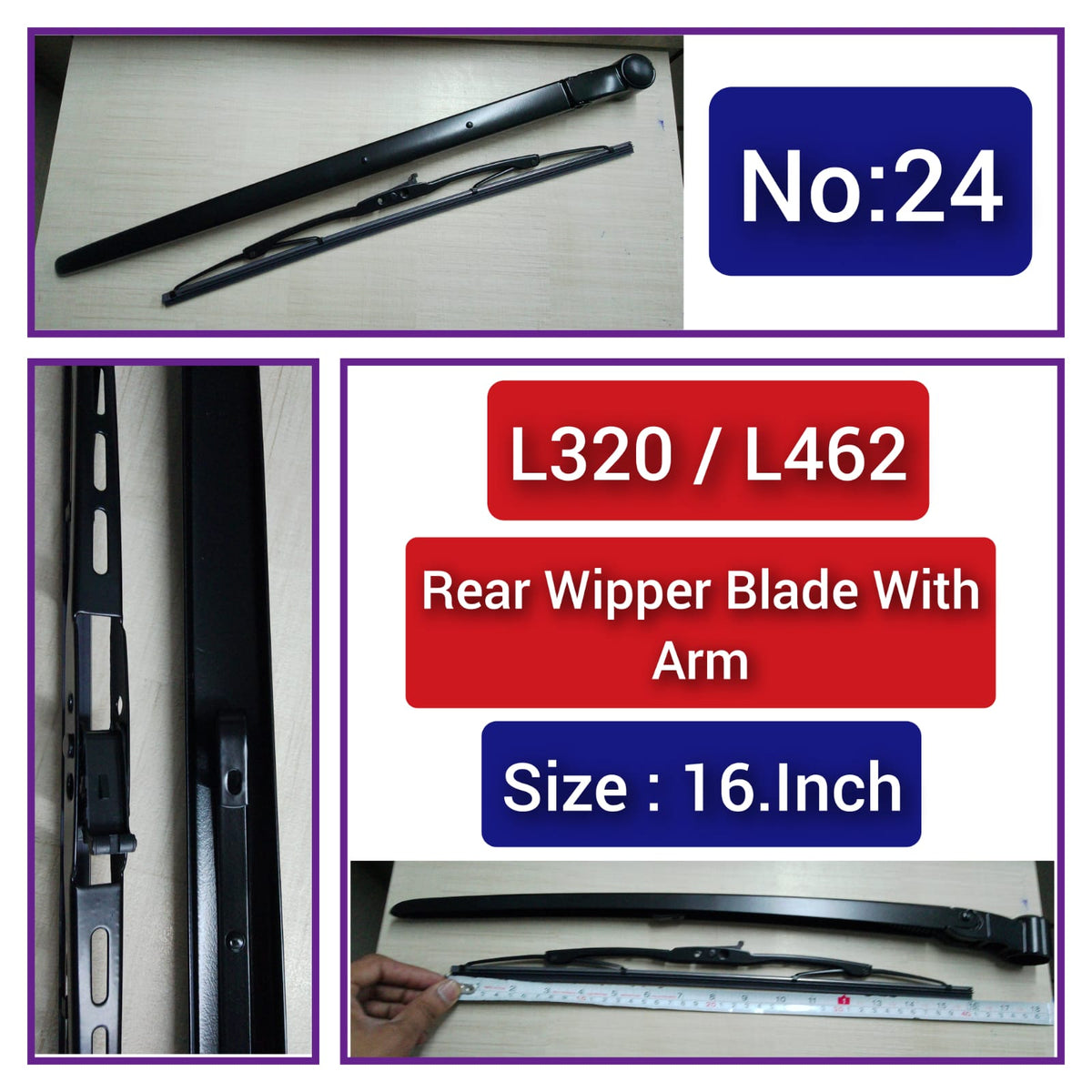 Rear Wiper Blade (16 Inch) With Arm Compatible with Land Rover Discovery (L462) & Range Rover Sport (L320) Tag-WBR-24