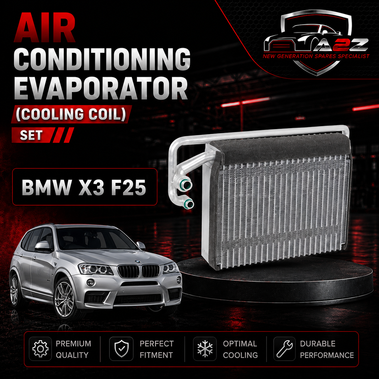 Air Conditioning Evaporator (Cooling Coil) 64119262433 Compatible with BMW X3 F25 & F26 X3 Tag No.104