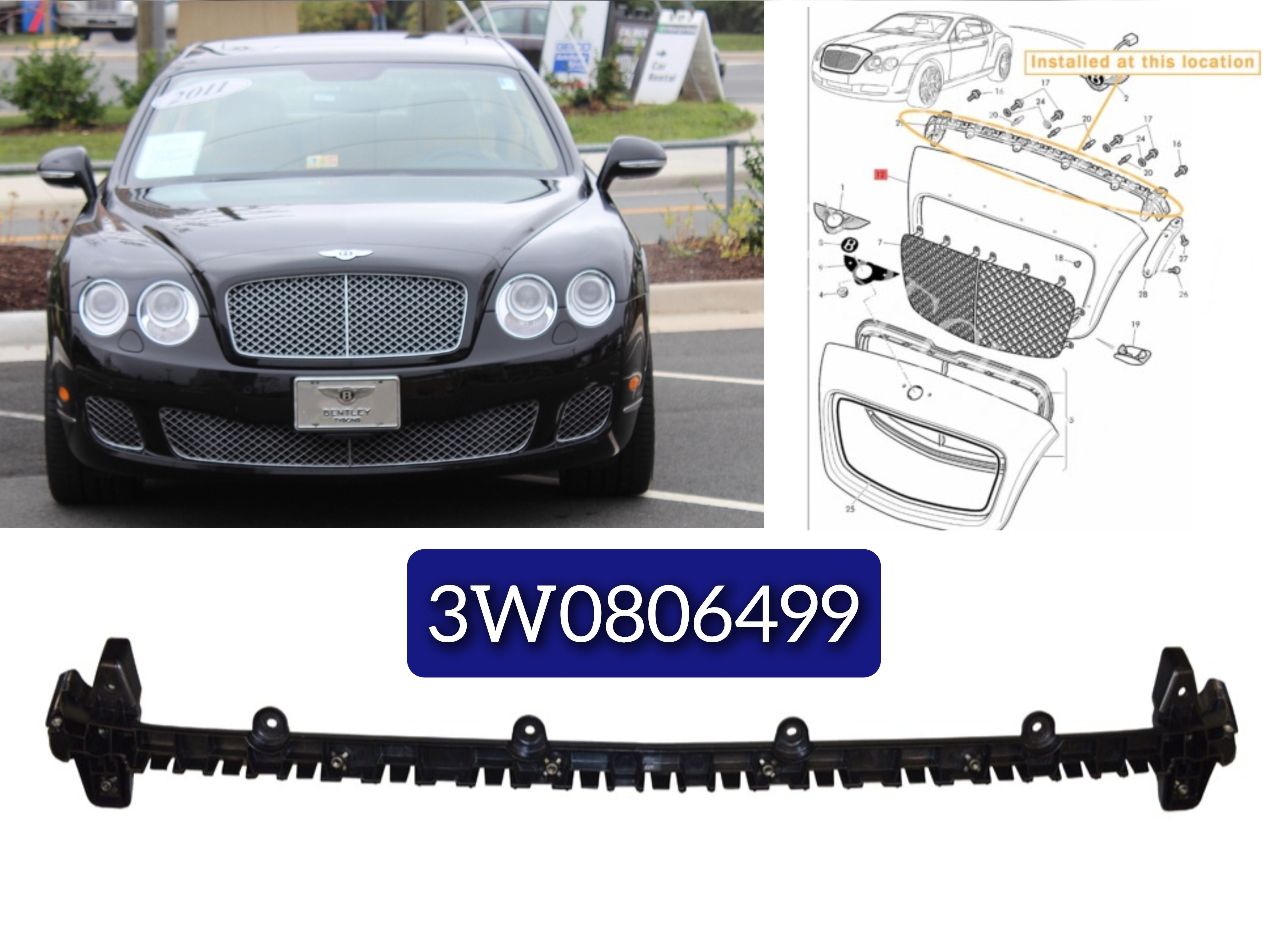 Grill Upper Bracket 3W0806499 Compatible With Bentley Flying Spur (2009-2012) Tag No.4002