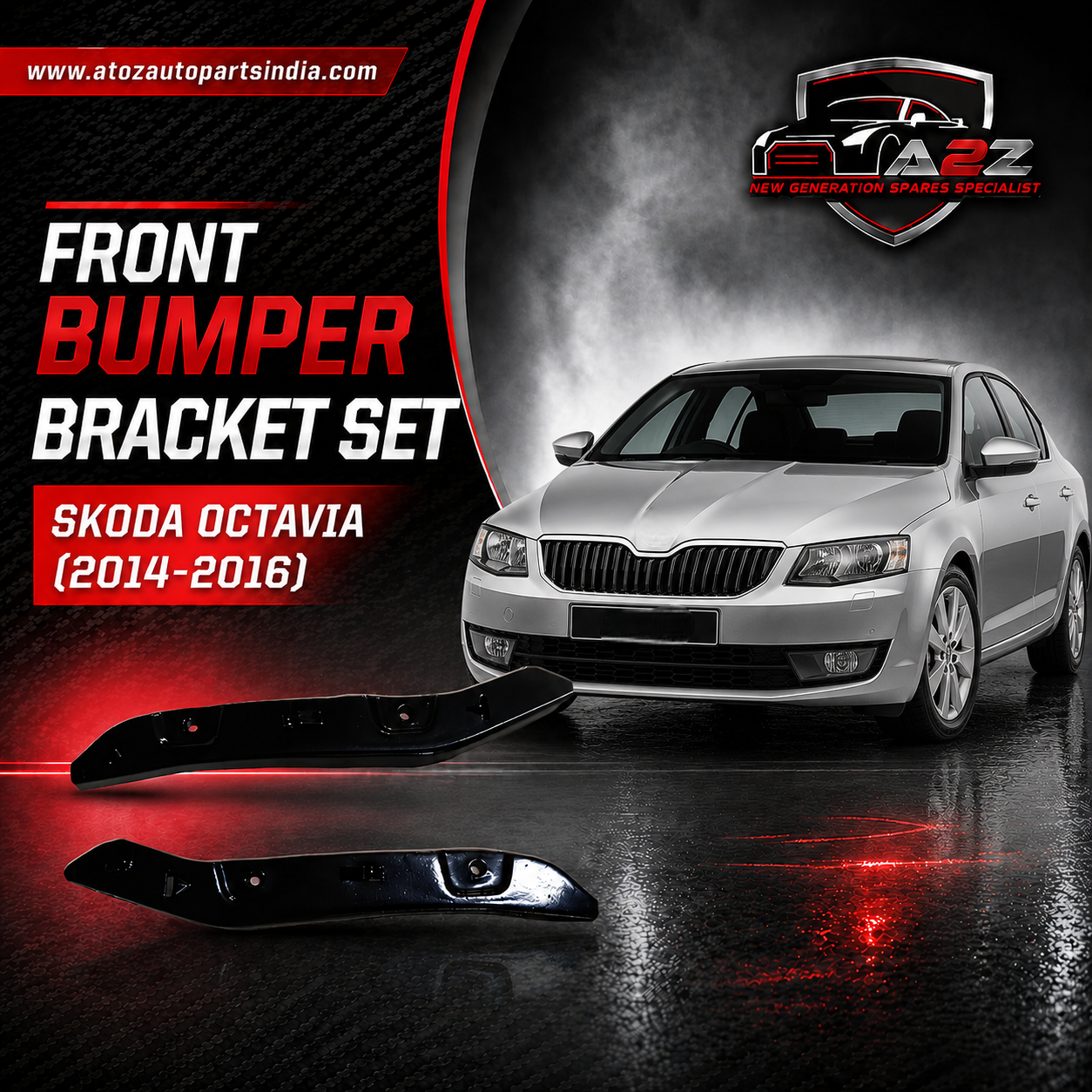 Front Bumper Bracket Set Left 5E0807049 & Right 5E0807050 Compatible With Skoda Octavia (2014-2016) Tag No.366