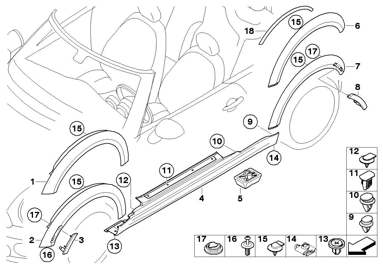 Rear Left Wheel Arch (EYEBROW ) 51777157105 Compatible With MINI COUNTRYMAN (R60) | MINI COUNTRYMAN / COOPER COUNTRYMAN | CROSSOVER Tag No.115