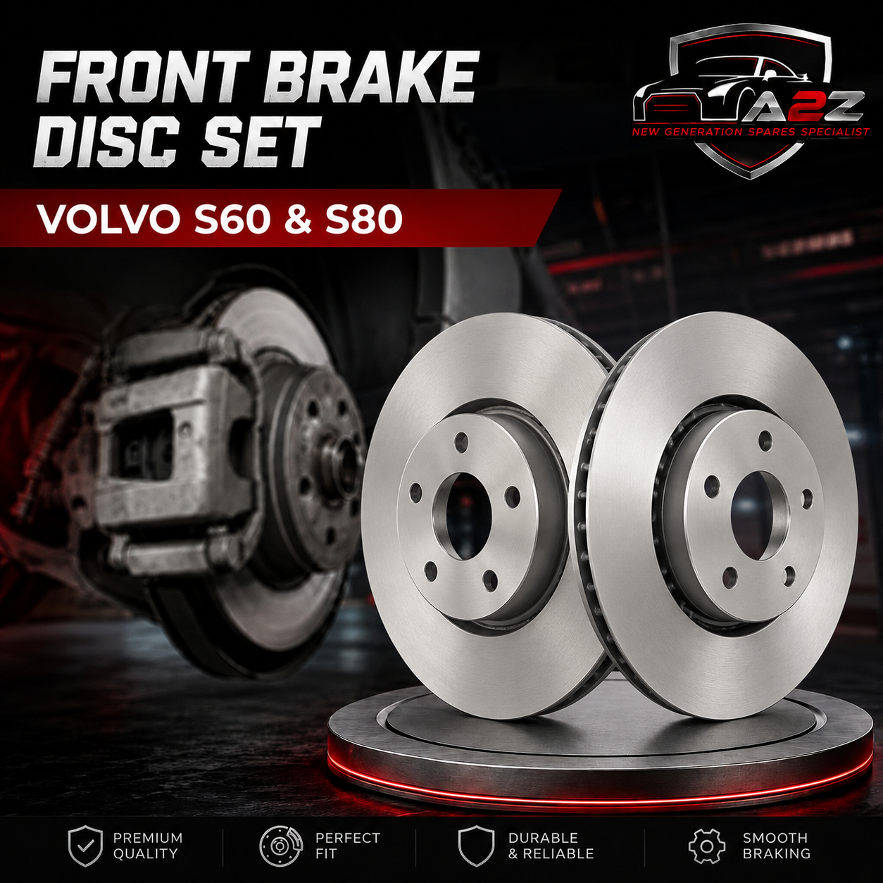 Front Brake Disc Set 31400764 30769061 Compatible With VOLVO S60 & S80