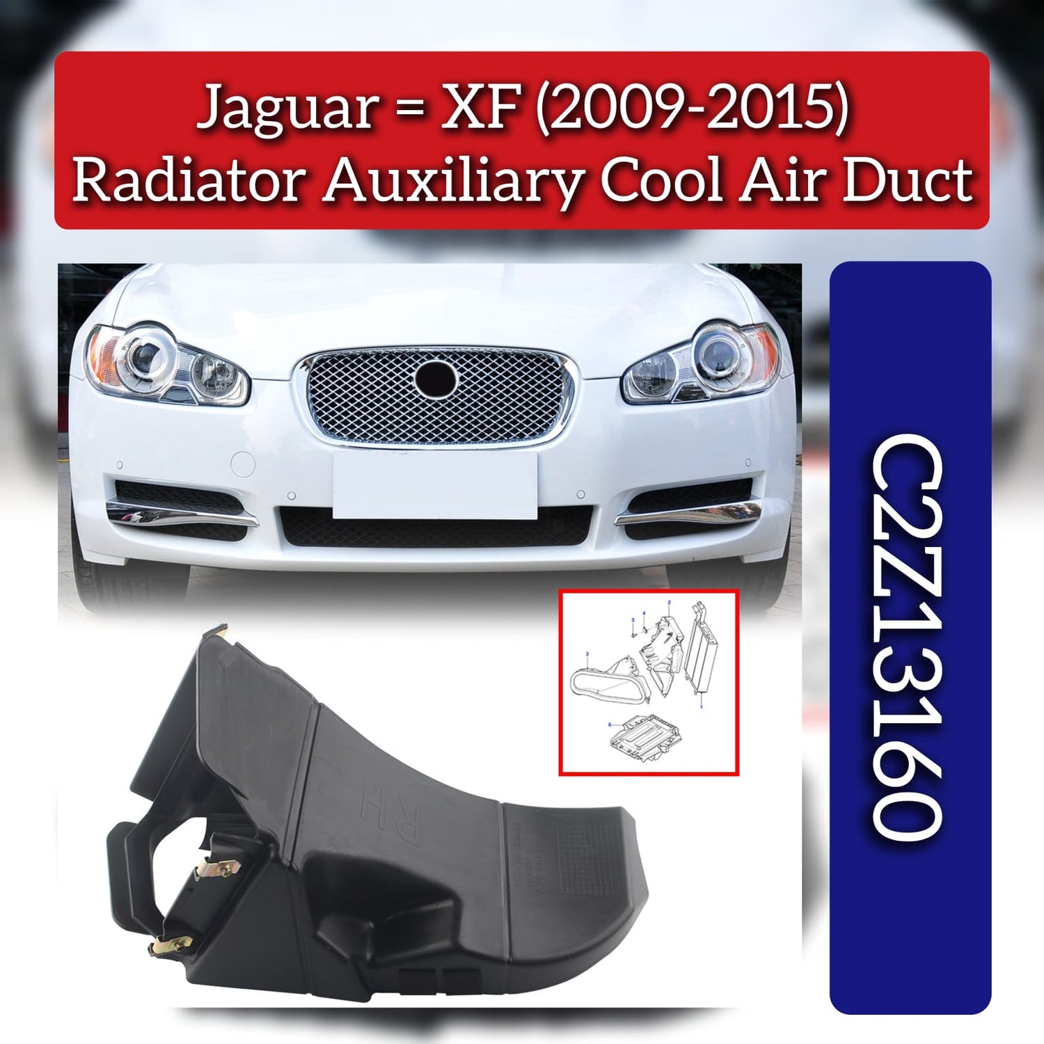 Radiator Auxiloary Cool Air Dict C2Z13160 Compatible With Jaguar XF (2009-2015)