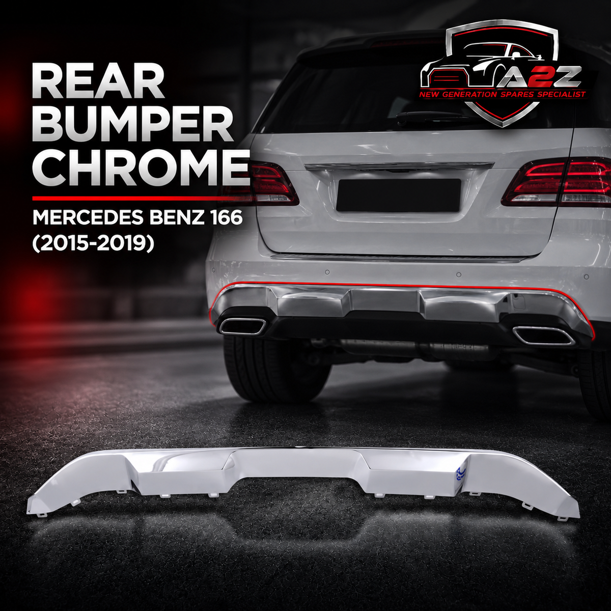 Rear Bumper Chrome A1668857622 Compatible With Mercedes Benz (166) (GL/GLS/GLE) (2015-2019) Tag No.130