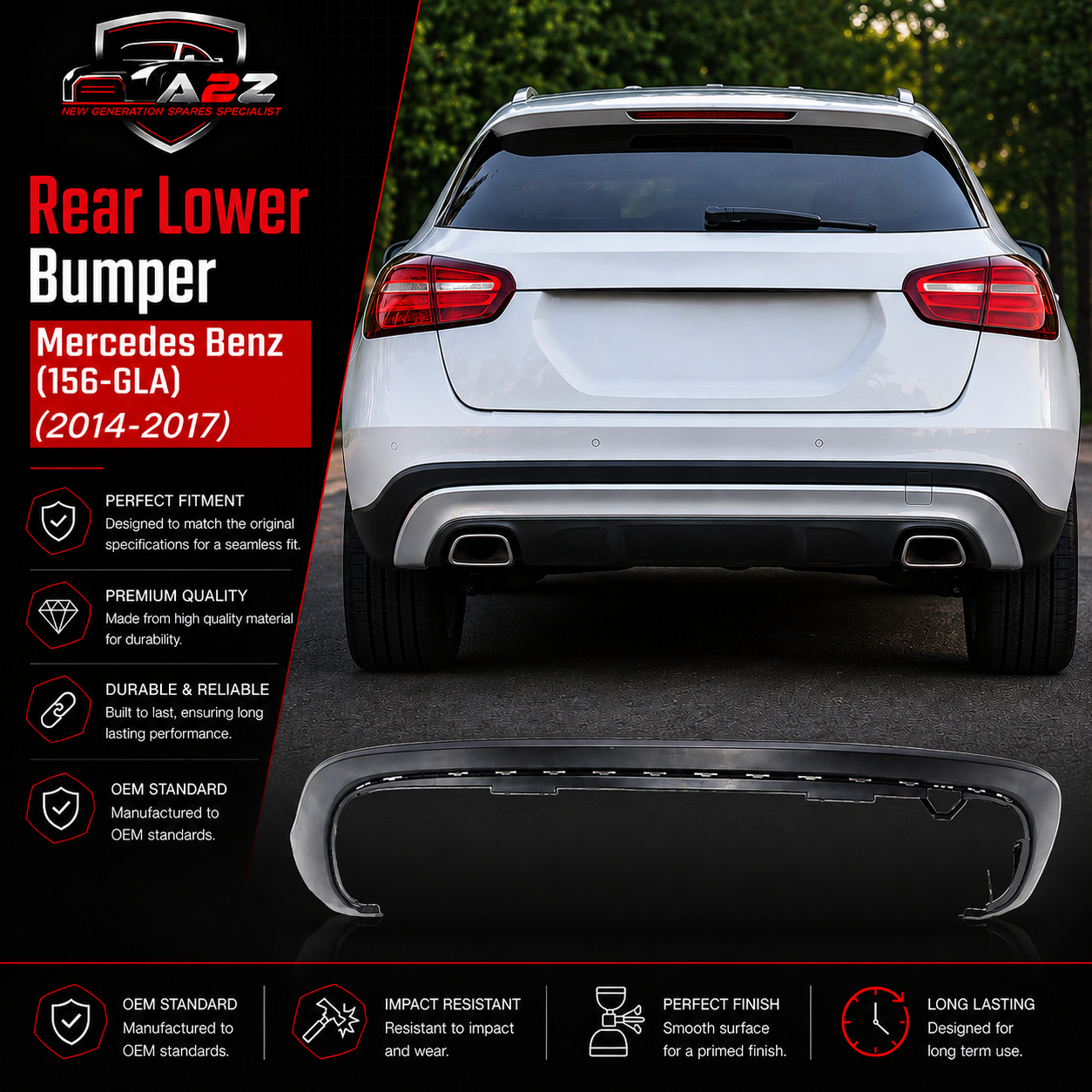Rear Lower Bumper A1568850325 1568850325 Compatible With Mercedes Benz (156-GLA) (2014-2017) Tag No.13