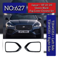 Glossy Black Fog Cover Chrome Set Left T2H45353 & Right T2H45351 Compatible With Jaguar XF (2021-2024) Tag No.627