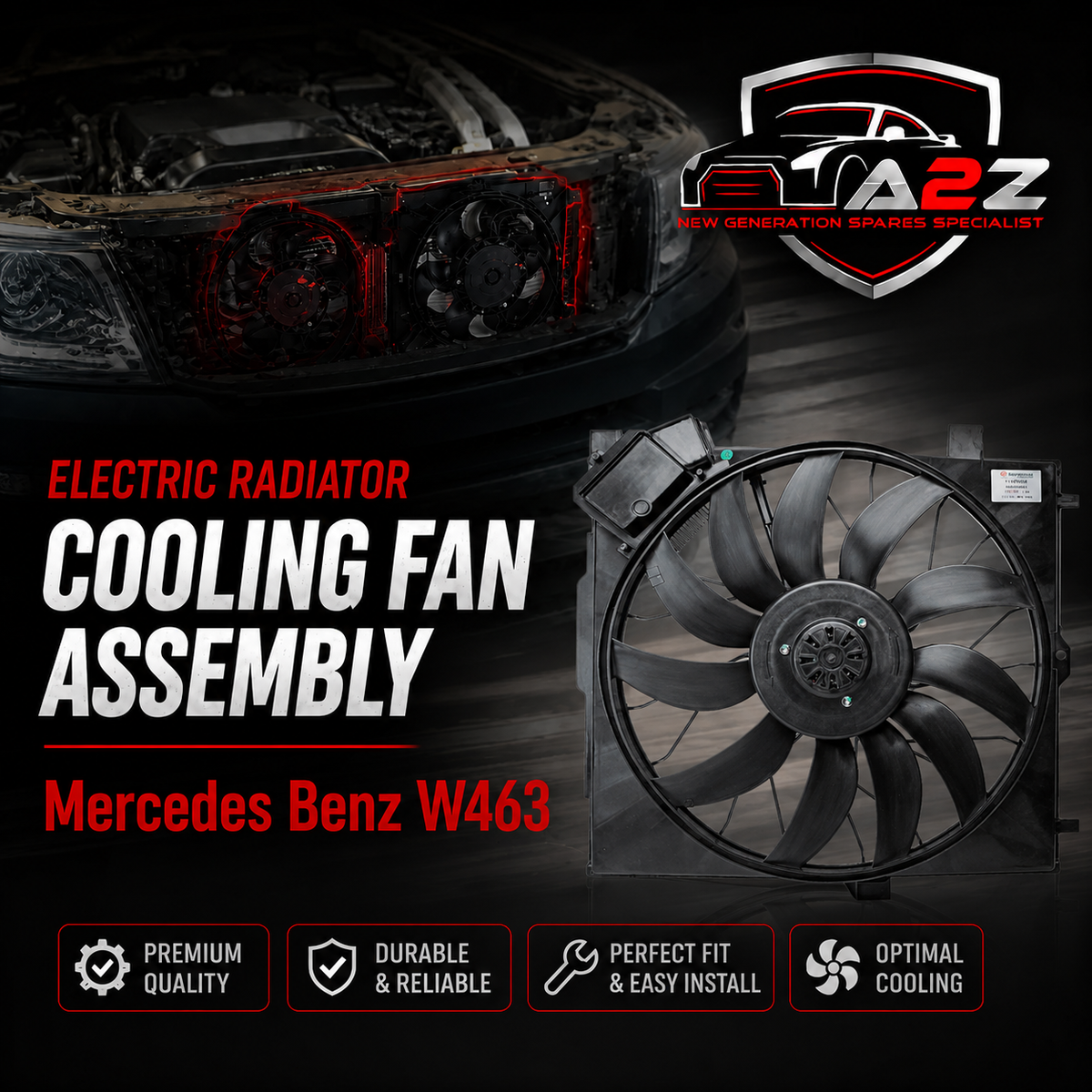 Electric Radiator Cooling Fan Assembly 4635000293 Compatible With Mercedes Benz W463