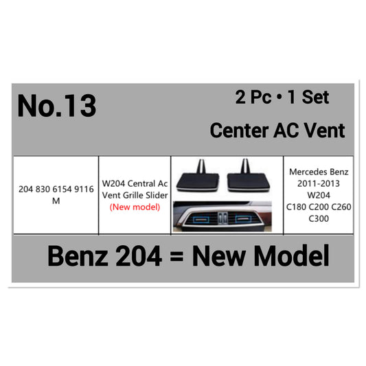 Center Air Conditioner Back Ac Vent Grille Outlet Tab Clip Slider Repair Kit 2048306154  Compatible With MERCEDES-BENZ C-CLASS (W204) (New Model) (Set Of 2)