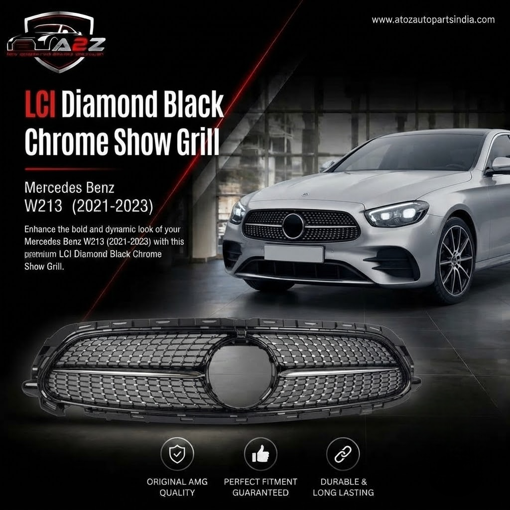 LCI Diamond Black Chrome Show Grill Compatible With Mercedes Benz E-Class  W213  (2021-2023) Tag 83