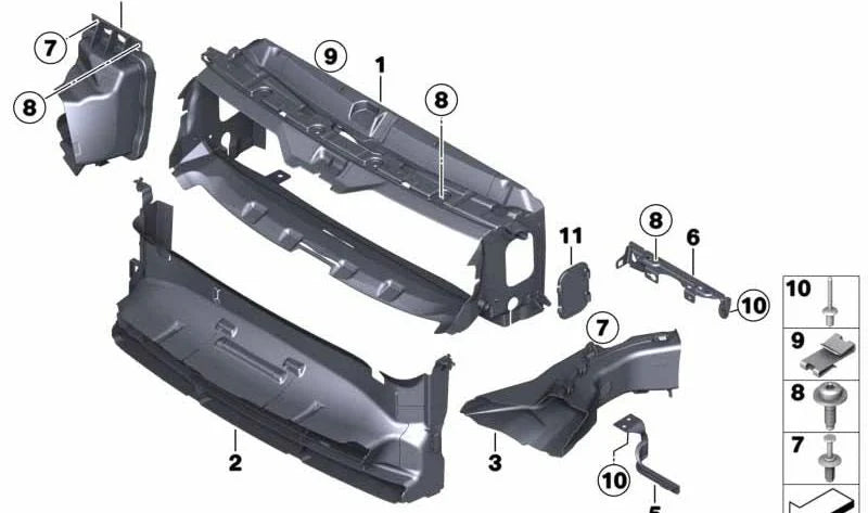 Upper Air Duct Frame 51747255413 Compatible With BMW 3 Series F30 (2012-2018)