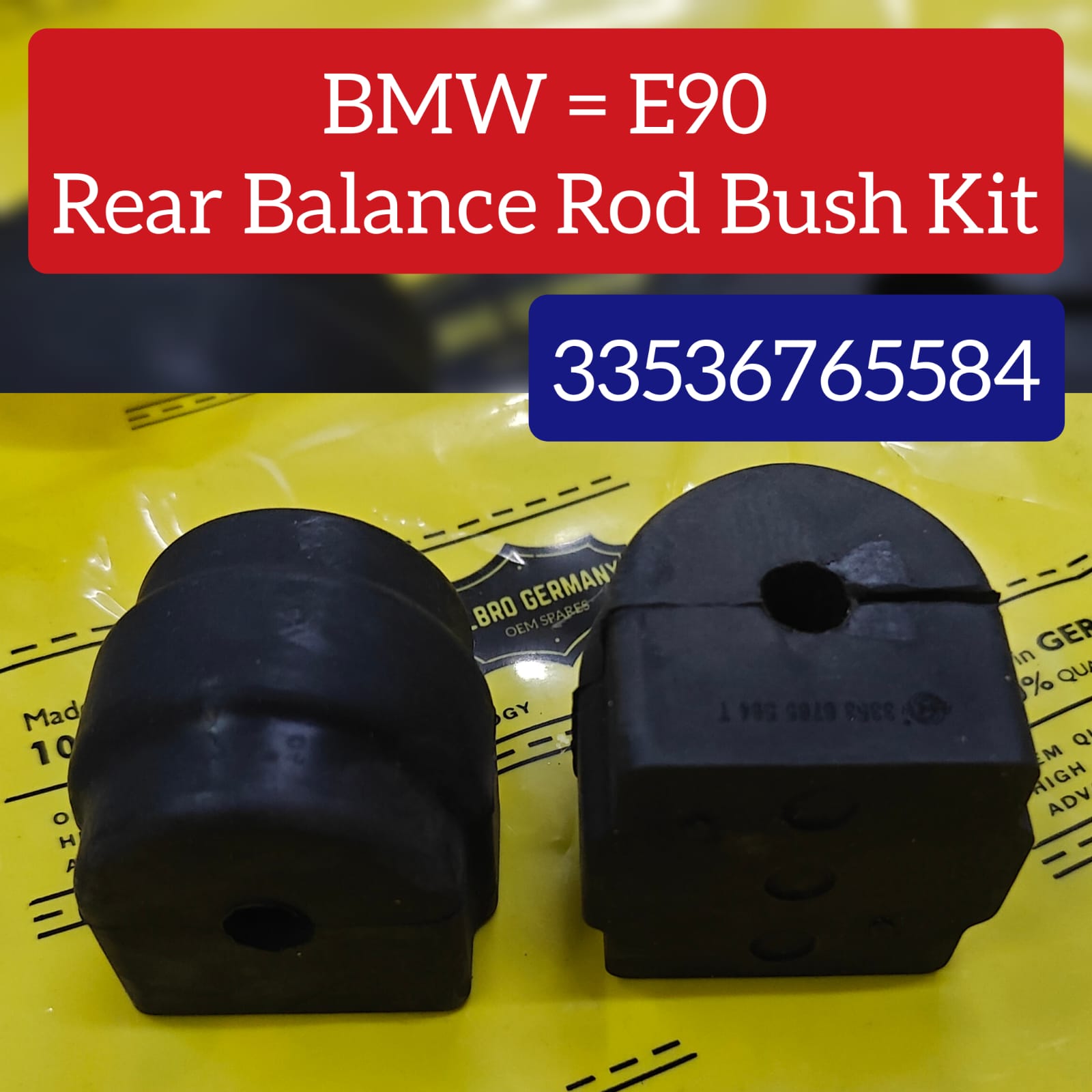 Rear Stabilizer Sway Bar Bushing Kit 33556761002 33536765584 Compatible With BMW 3 Series (E90) & 3 Convertible (E93) & X1 (E84)