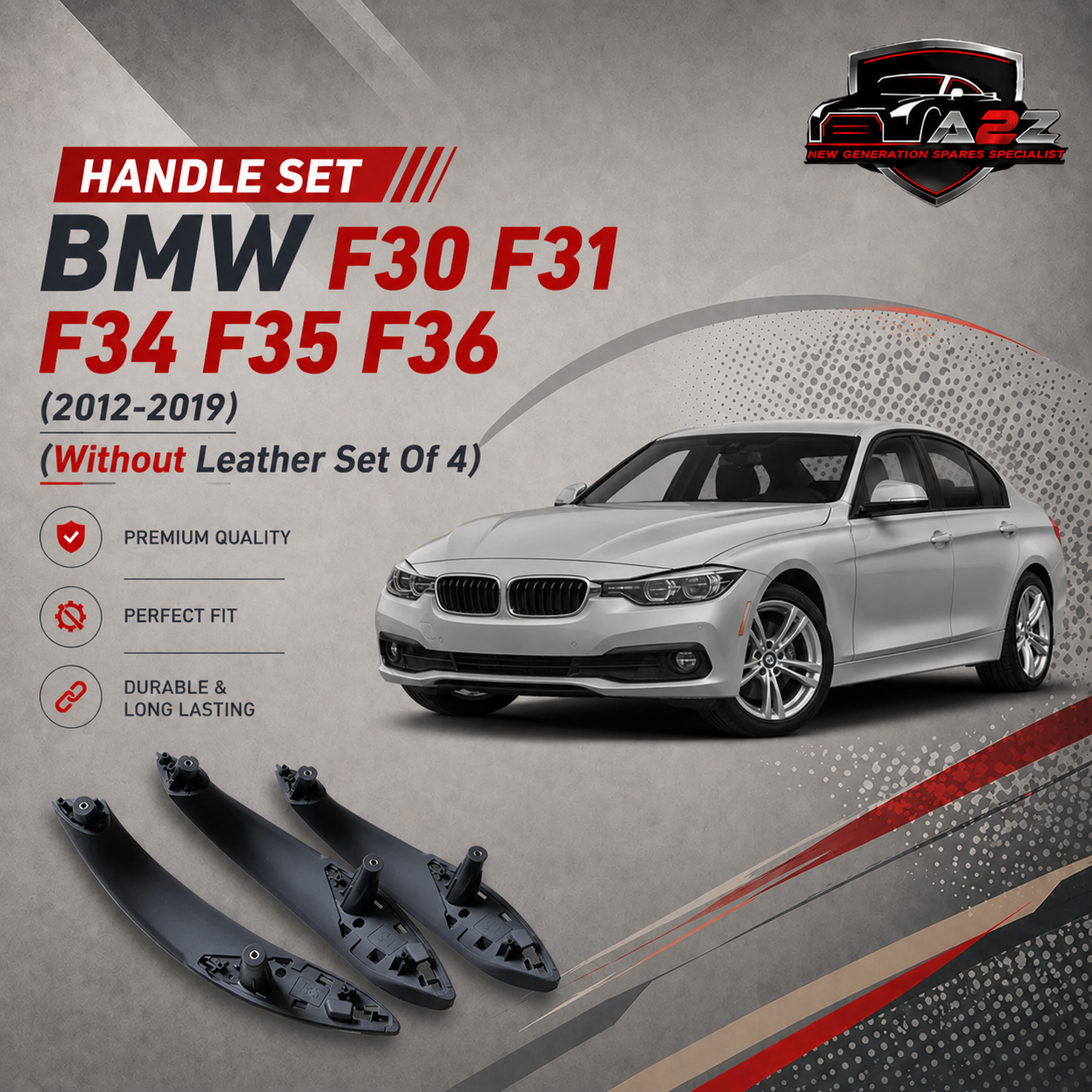 Inner Door Handle Assembly  51417279315 & (Without Leather Set Of 4) Compatible With BMW 3 Series F3 GT   F30 F31 F34 F35 F36 51417279315 51427281469 51417279316 51427281469 51427281470