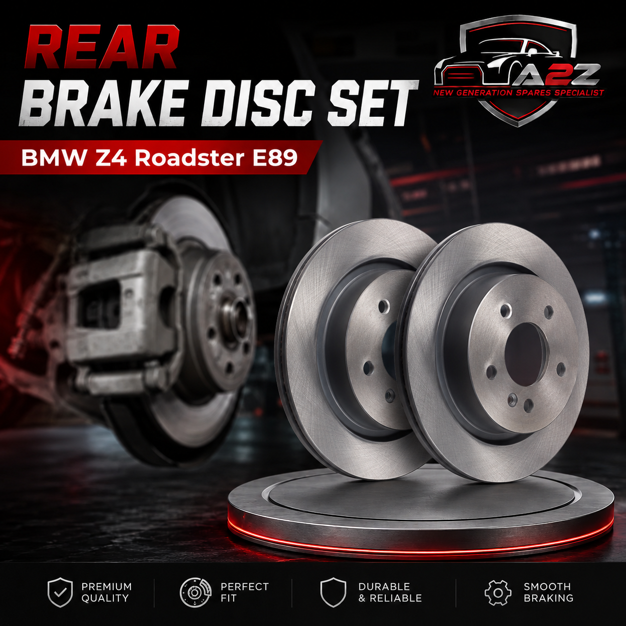 Rear Brake Disc Set 34216782607 Compatible With BMW Z4 Roadster E89