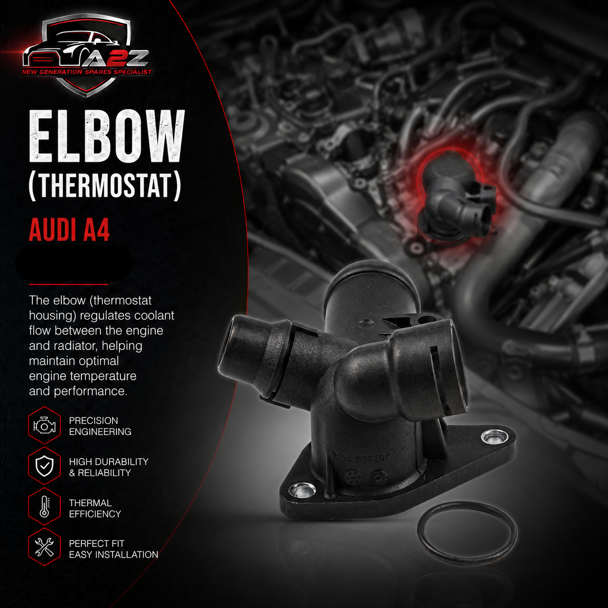 Elbow (Thermostat) 06B121132E 06B121132B Compatible With AUDI A4 Tag-E-51